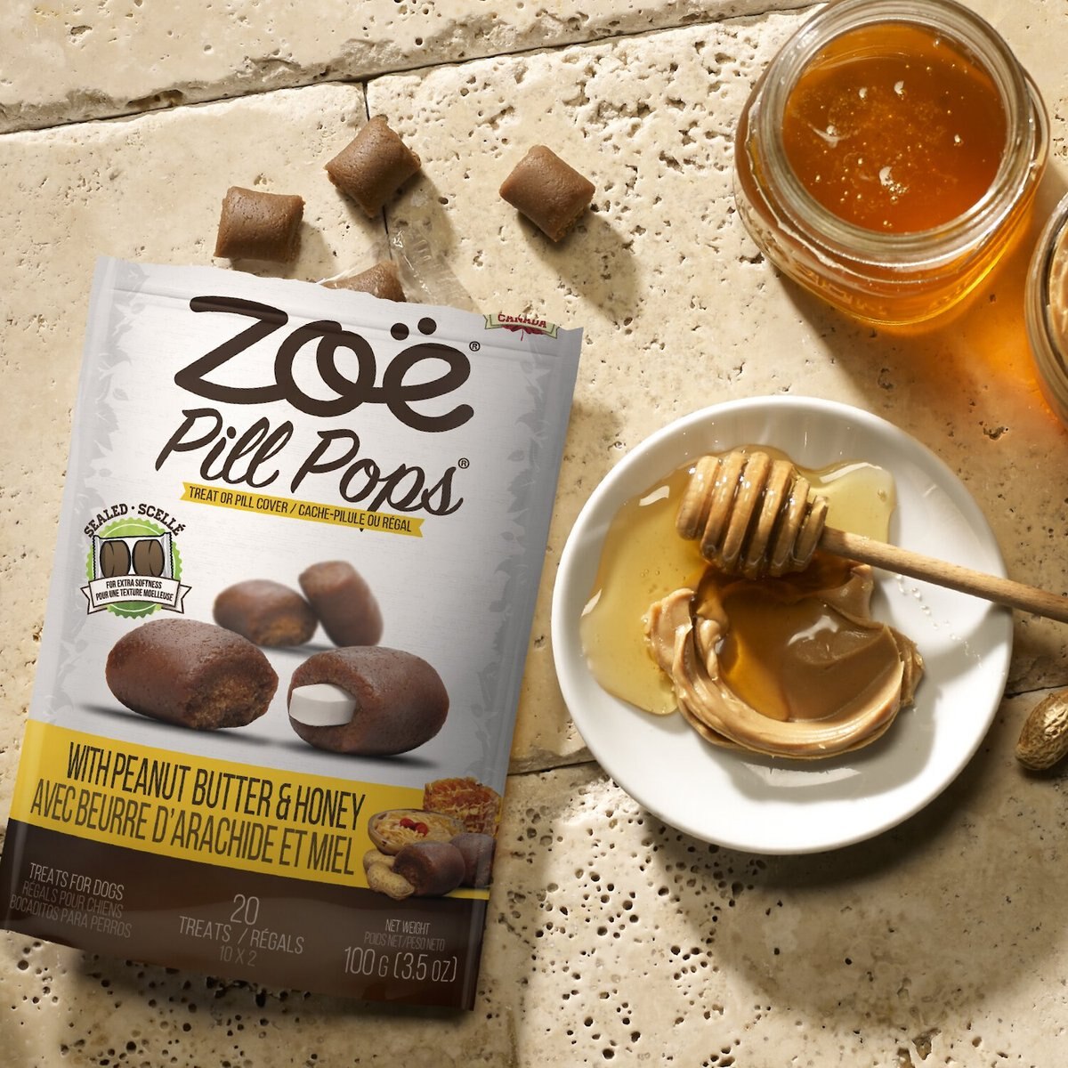 Zoe Pill Pops Peanut Butter with Honey Dog Treats