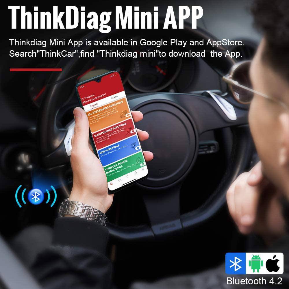 Thinkcar Thinkdiag Mini Bluetooth OBD2 Scanner Full System Diagnostics with 15 Reset Functions Auto VIN DTC Lookup Live Data TKDIAGMINI