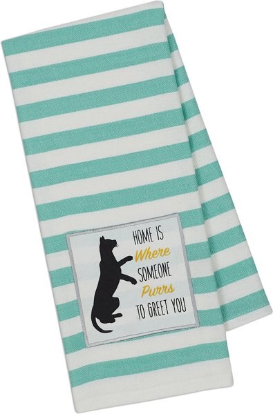 Design Imports Home Is Where Someone Purrs To Greet You Embellished Dish Towel