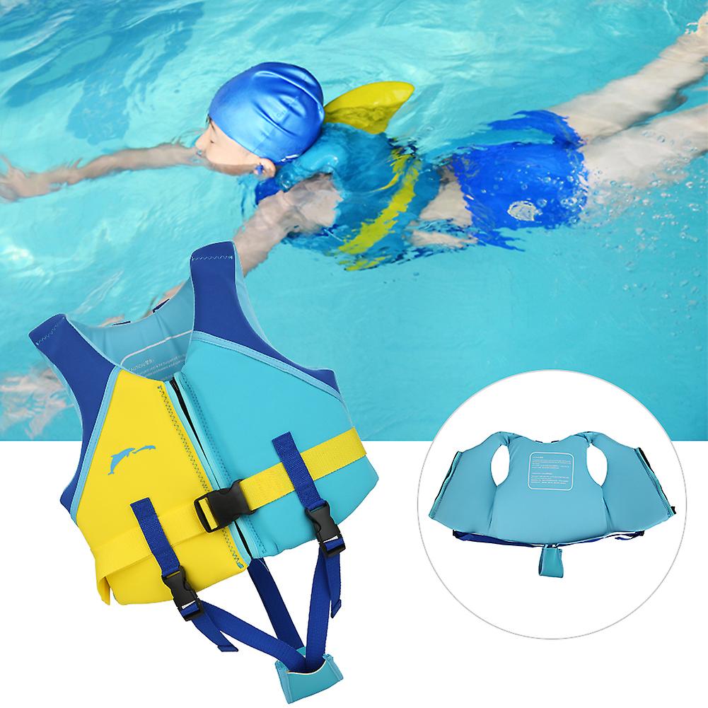 Neoprene Blue Yellow Summer Children Life Jacket Fin Buoyancy Floating Safety Vest For Drifting Swimmingm