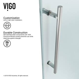 VIGO Winslow 34 in. L x 46 in. W x 74 in. H Frameless Sliding Rectangle Shower Enclosure in Stainless Steel with Clear Glass VG6051STCL48