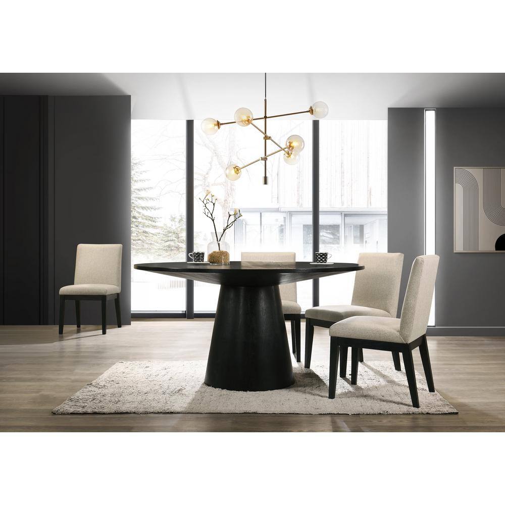 Best Master Furniture Terra 59 in. L Ebony Black Round Dining Table TERRAT