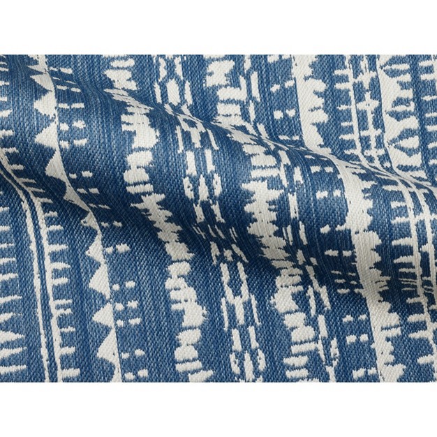 7 x27 X 10 x27 Outdoor Rug Striped Fringe Blue