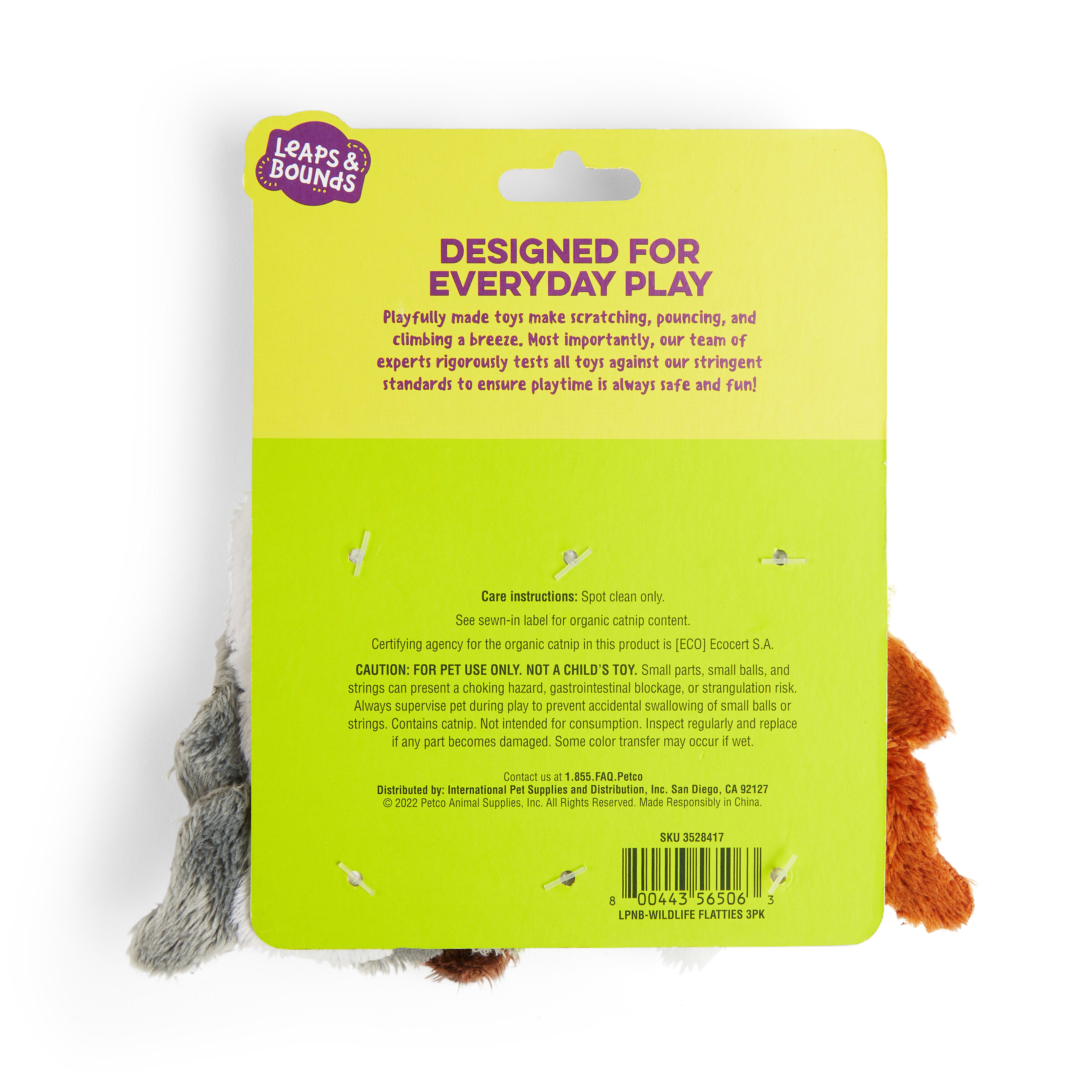 LEAPS  BOUNDS Wildlife Flatties Cat Toy， Pack of 3