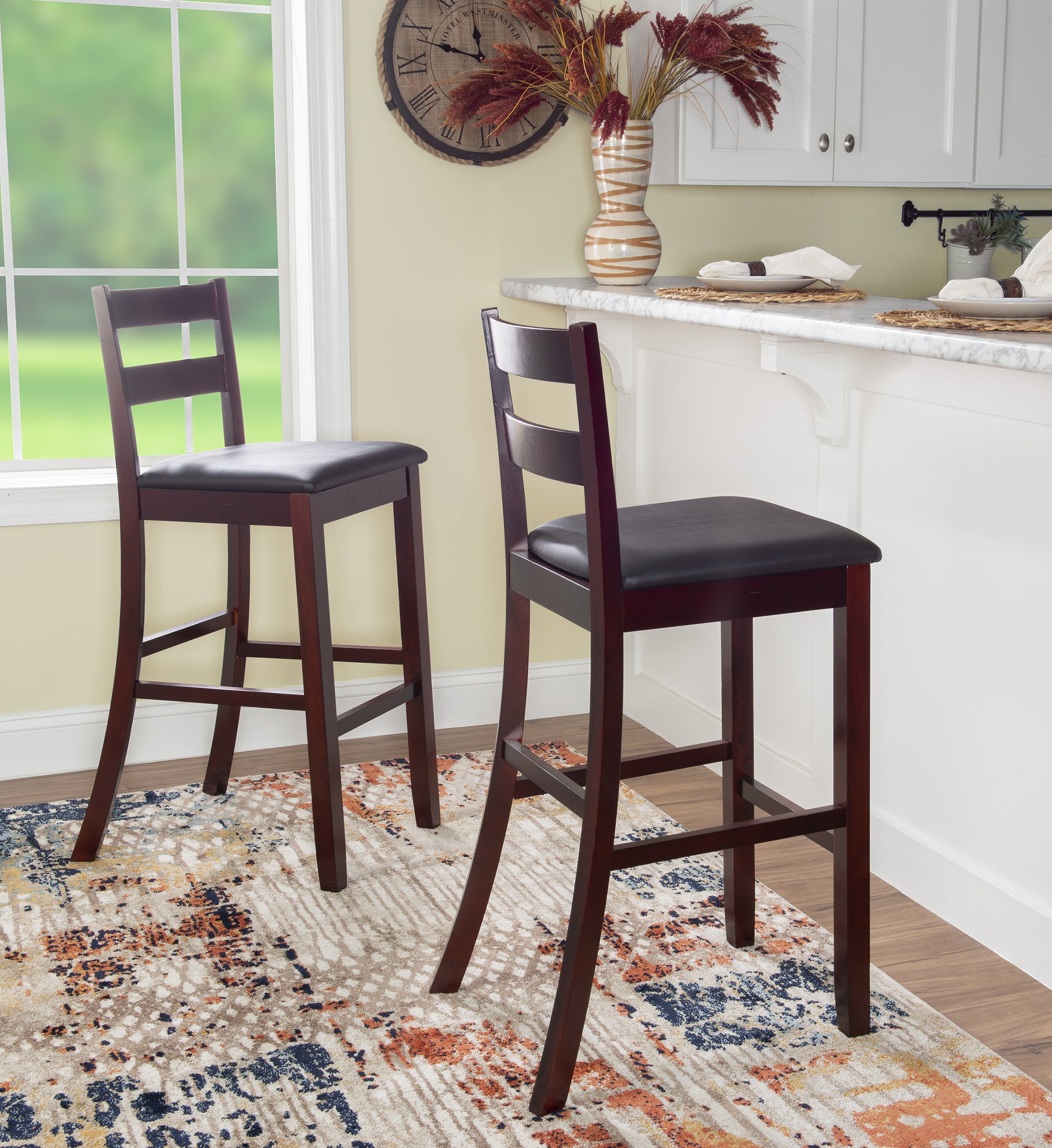 Linon Triena Bar Stool， Dark Brown