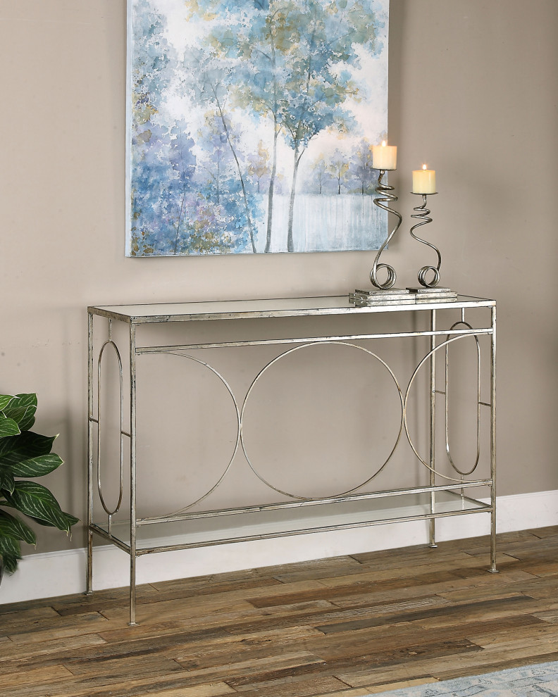 Uttermost 24541 Luano Silver Console Table   Industrial   Console Tables   by Lighting World Decorators  Houzz