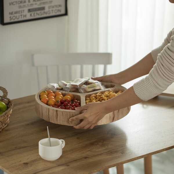 3 Sectional Round Snack Tray for Dining Table and Kitchen Decoration