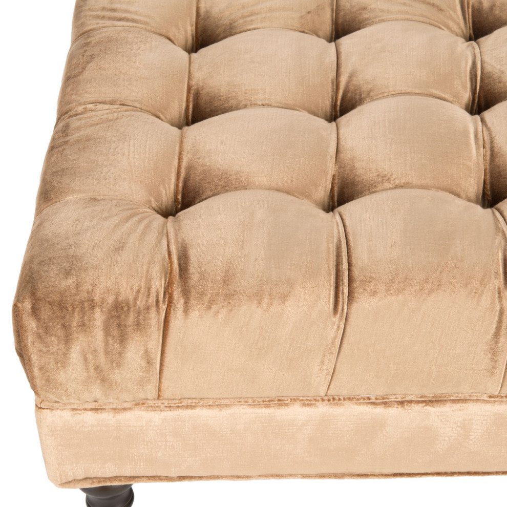 Alyssa Cocktail Tufted Ottoman Golden Olive   Traditional   Footstools And Ottomans   by V.S.D Furniture  Houzz