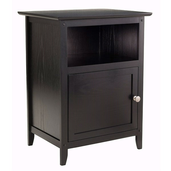 Black Shaker Style End Table Nighstand with Shelf - 15