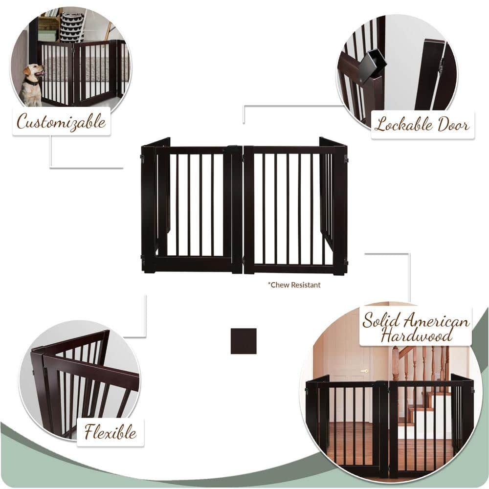 American Trails Espresso Freestanding Pet Gate with Door 600-54