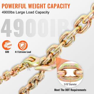 VEVOR Transport Binder Chain 4900 lbs. Load Capacity G80 Tow Chain 516 in. x 20 ft. with Grab Hooks 2-Pack ZGTLJZMGDXZYJQB0WV0