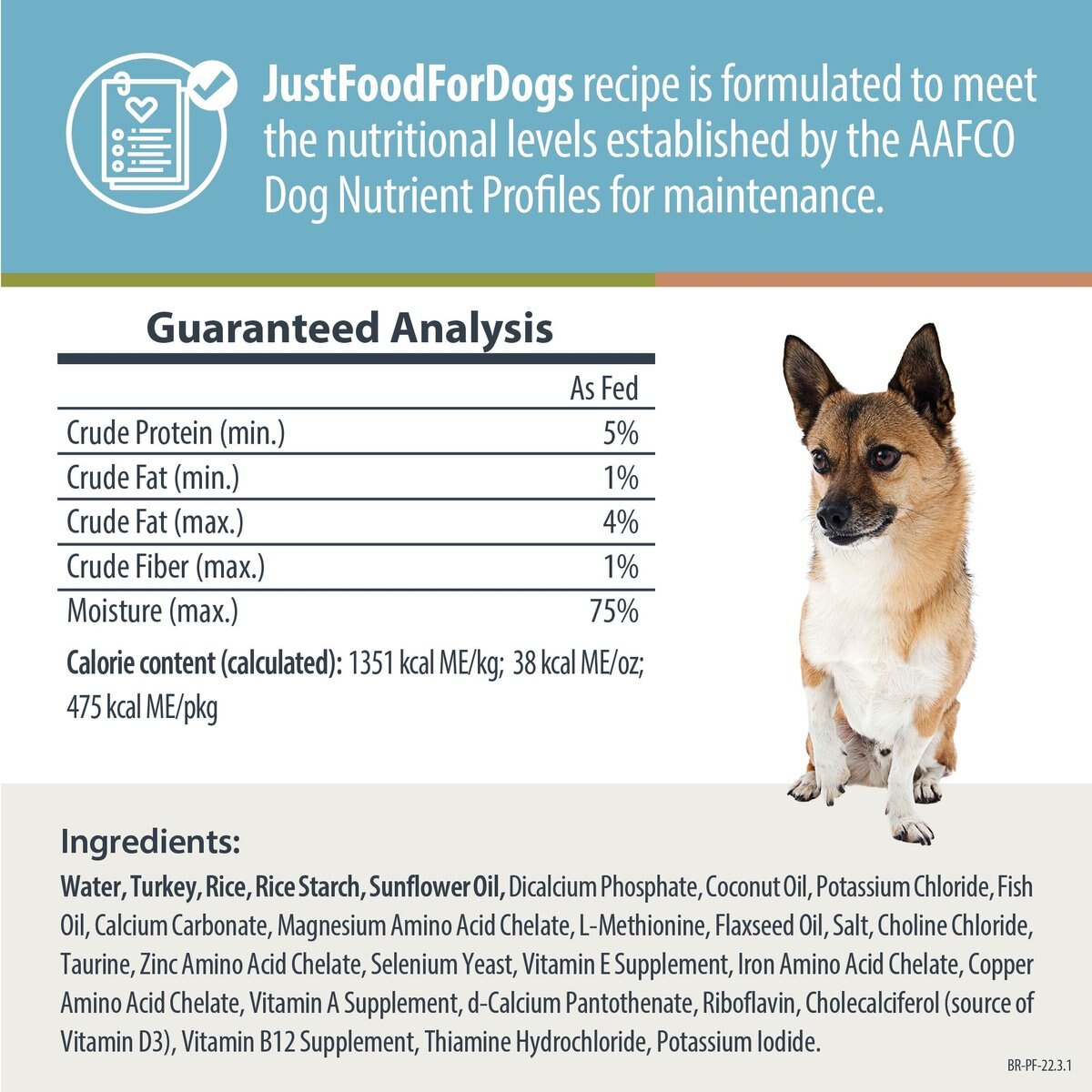 JustFoodForDogs PantryFresh Balanced Remedy Recipe Fresh Dog Food， 12.5-oz pouch， case of 12