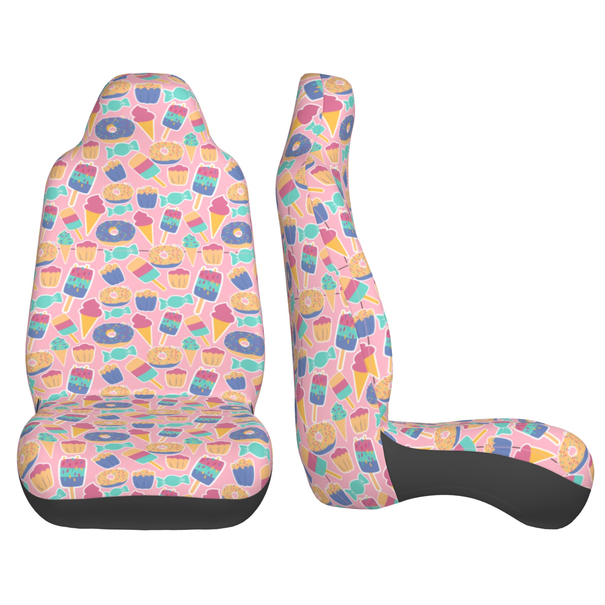 ZICANCN Car Seat Covers Front Seats Only，Pink Donut Candy Automotive Seat Covers Protectors for Cars Trucks Suv 2 Pack