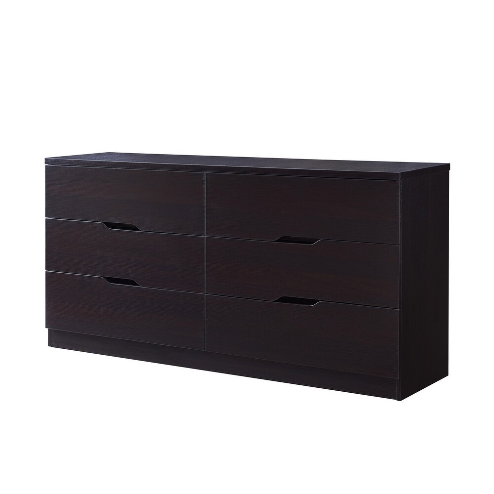 Marlone Contemporary 56 inch Wide 6 Drawer Double Dresser by Furniture of America