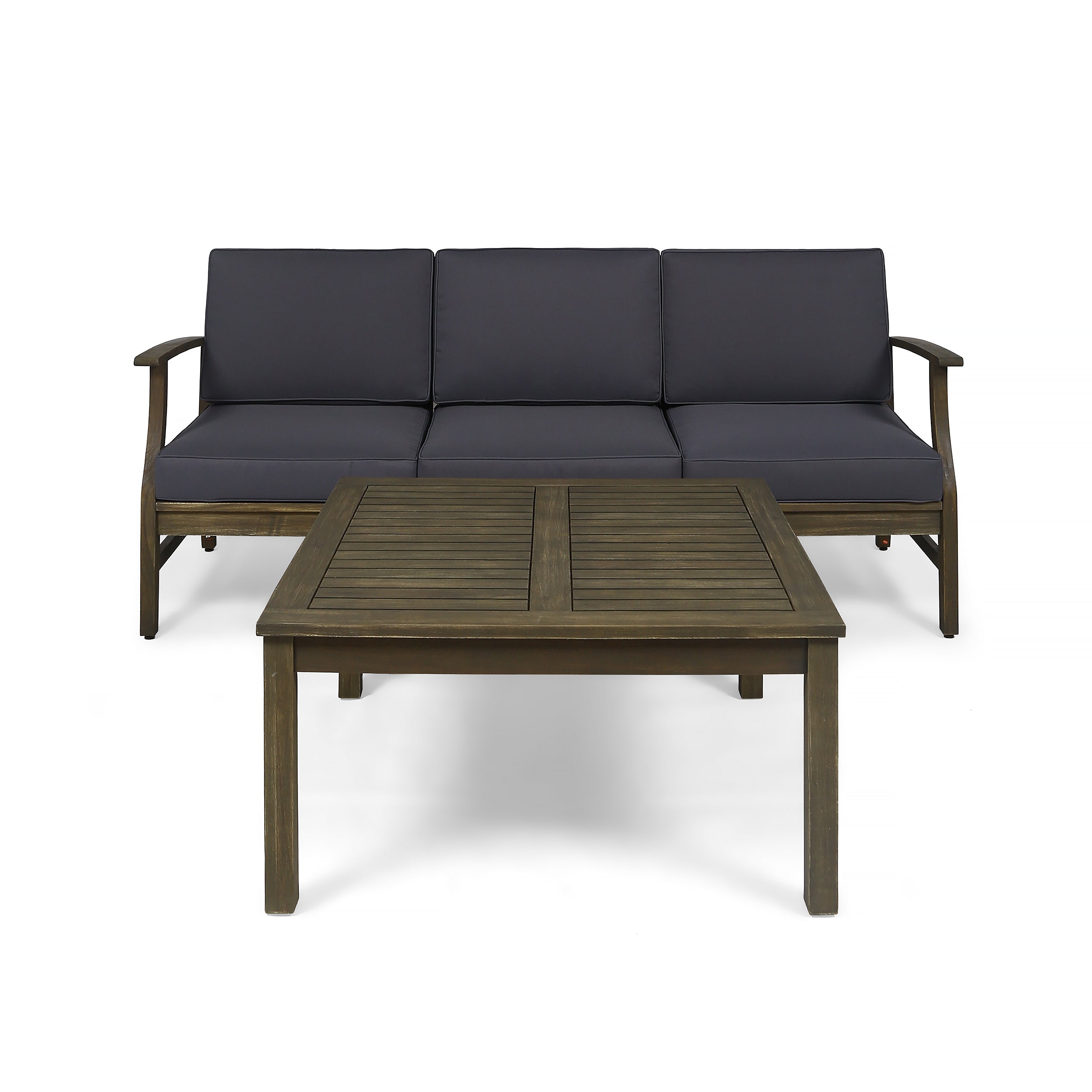 Lorelei Outdoor 4 Piece Acacia Wood Sofa and Coffee Table Set