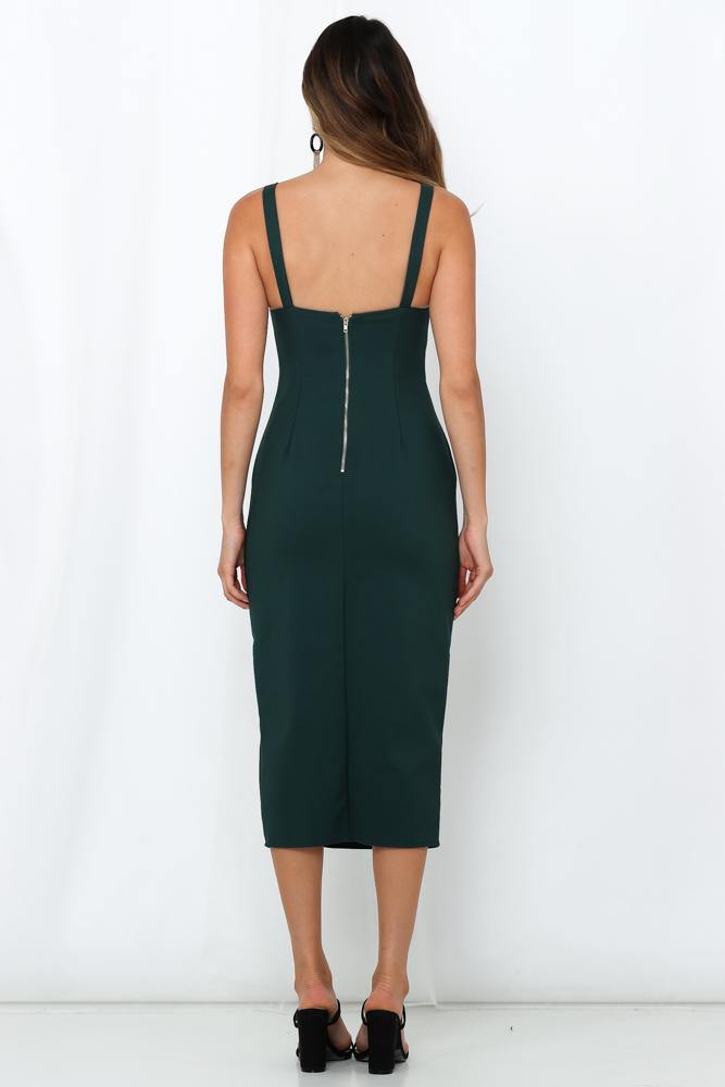 Warm My Mind Midi Dress Forest Green