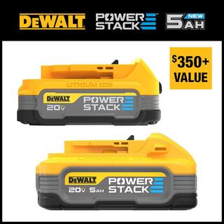 DW POWERSTACK 20V 5.0Ah and 1.7Ah Lithium-Ion Power Tool Battery Packs (2-Pack) DCBP315-2