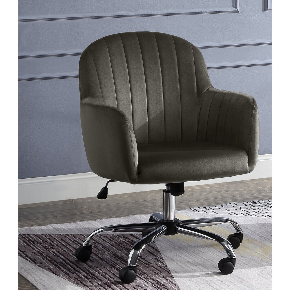 Geln Contemporary Velvet Upholstery Height Adjustable Desk Chair by Furniture of America