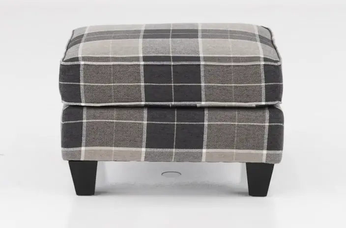 Storm Gray Plaid Accent Ottoman