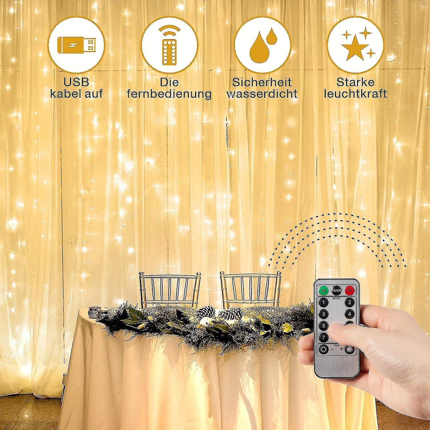 Led Fairy Lights，light Curtain 300 Leds Usb Curtain Lights