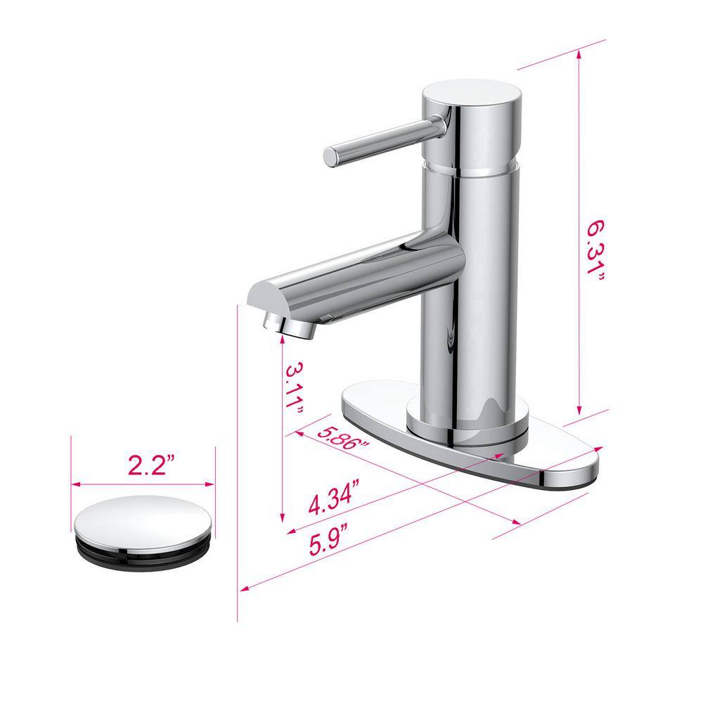 PRIVATE BRAND UNBRANDED Cartway Single-Handle Single Hole Bathroom Faucet in Chrome 501134CL