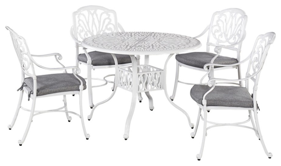 Pemberly Row Coastal White Aluminum 5 Piece Outdoor Dining Set   Mediterranean   Outdoor Dining Sets   by Homesquare  Houzz