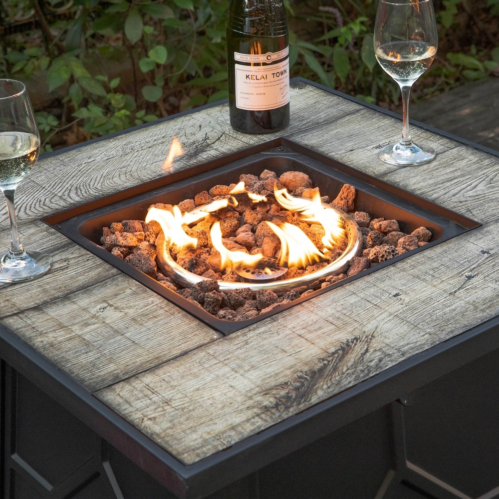 NUU GARDEN MGO Tabletop Square Fire Pit Table with Cover