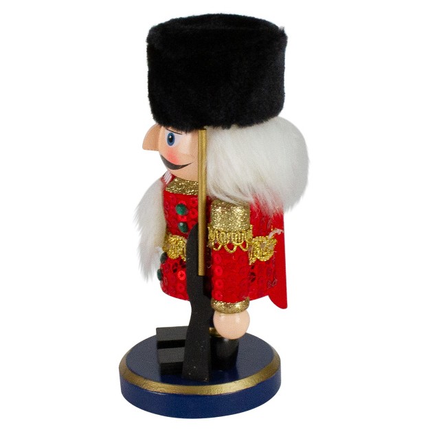 Red And Blue Chubby Wooden Christmas Nutcracker Soldier With Rifle