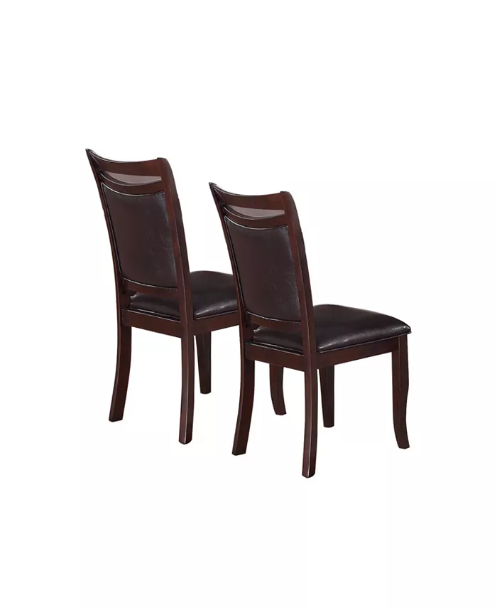 Simple Relax Set of 2 Leatherette and Wood Dining Chairs Dark Espresso