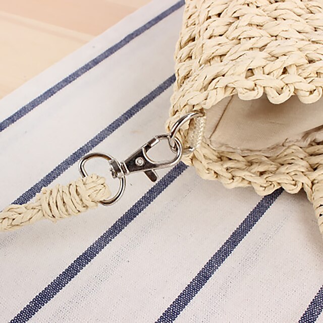 Women's Handbag Crossbody Bag Straw Bag Straw Holiday Beach Large Capacity Breathable Solid Color Folk off white khaki