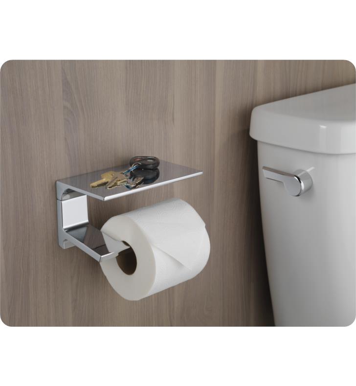 Delta Pivotal Tissue Holder with Shelf， Polished Nickel