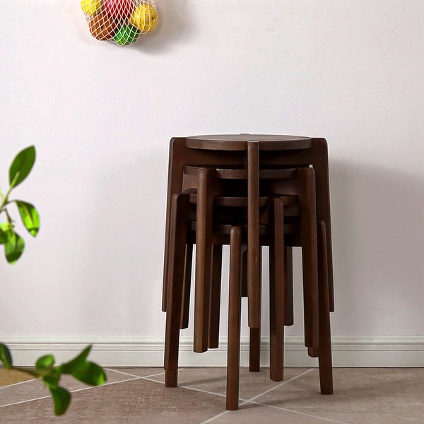 2/4Pcs Solid Wood Stools Backless Chair Side Table Plant Stand 17.7