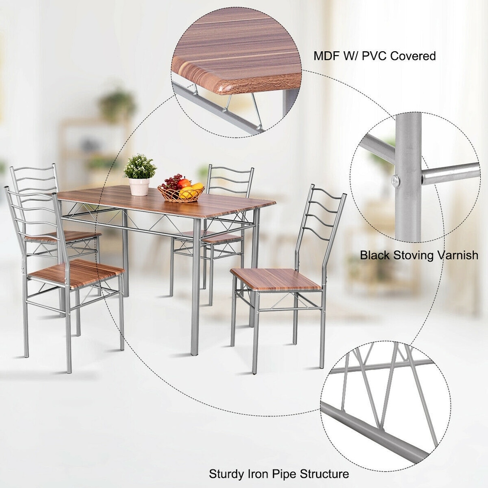 Costway 5 Piece Dining Table Set Wood Metal Kitchen Breakfast