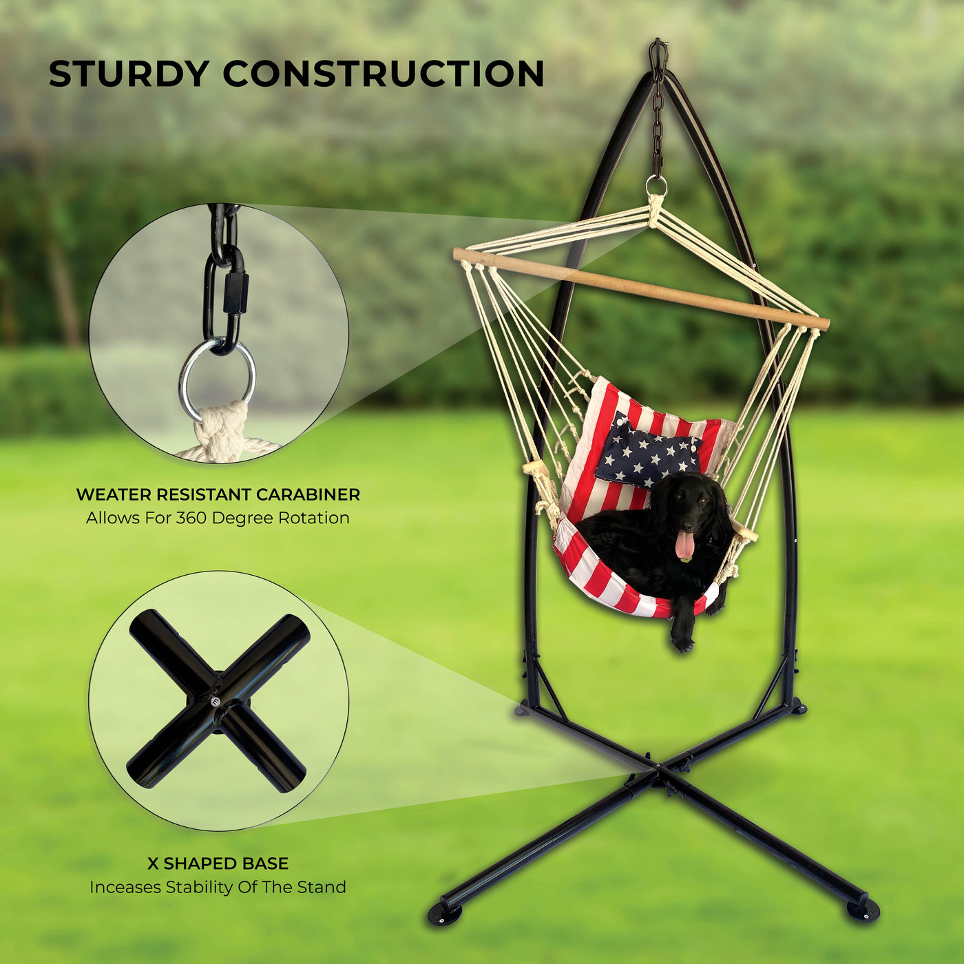 Hanging Chair Stand (Stand Only), Hammock Chair Stand for Indoor Outdoor, Heavy Duty 350 Lb Weight Capacity