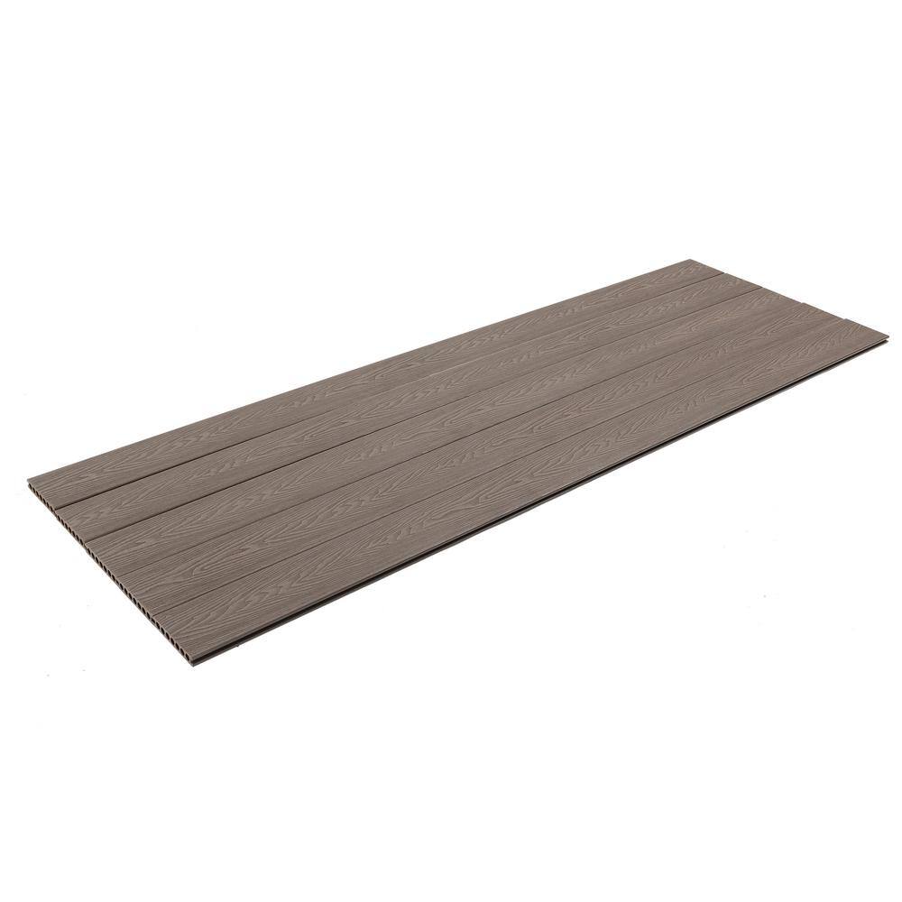 Kahomvis 910 in. x 5-45 in. x 7.2 ft. Embossing Brown Wood Plastic Composite Decorative Floor Decking Board 5-Piece Set Yea-LKD0-142