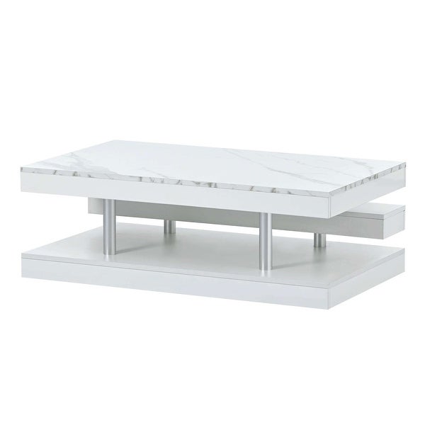 Modern 2-Tier Coffee Table with Silver Metal Legs