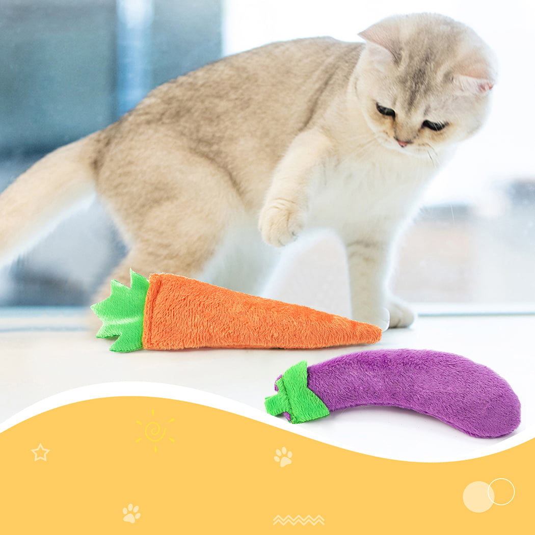 4PCS Cat Toy Carrot Eggplant Pepper Catnip Toy Cat Chew Toy Pet Biting Toy