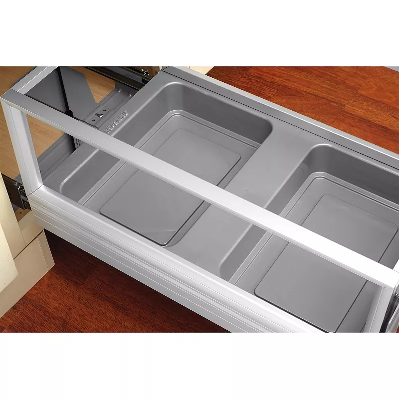 Rev-A-Shelf Pull Out Kitchen Trash Can 35 Qt w/Soft Close， Grey， 5149-15DM18-117