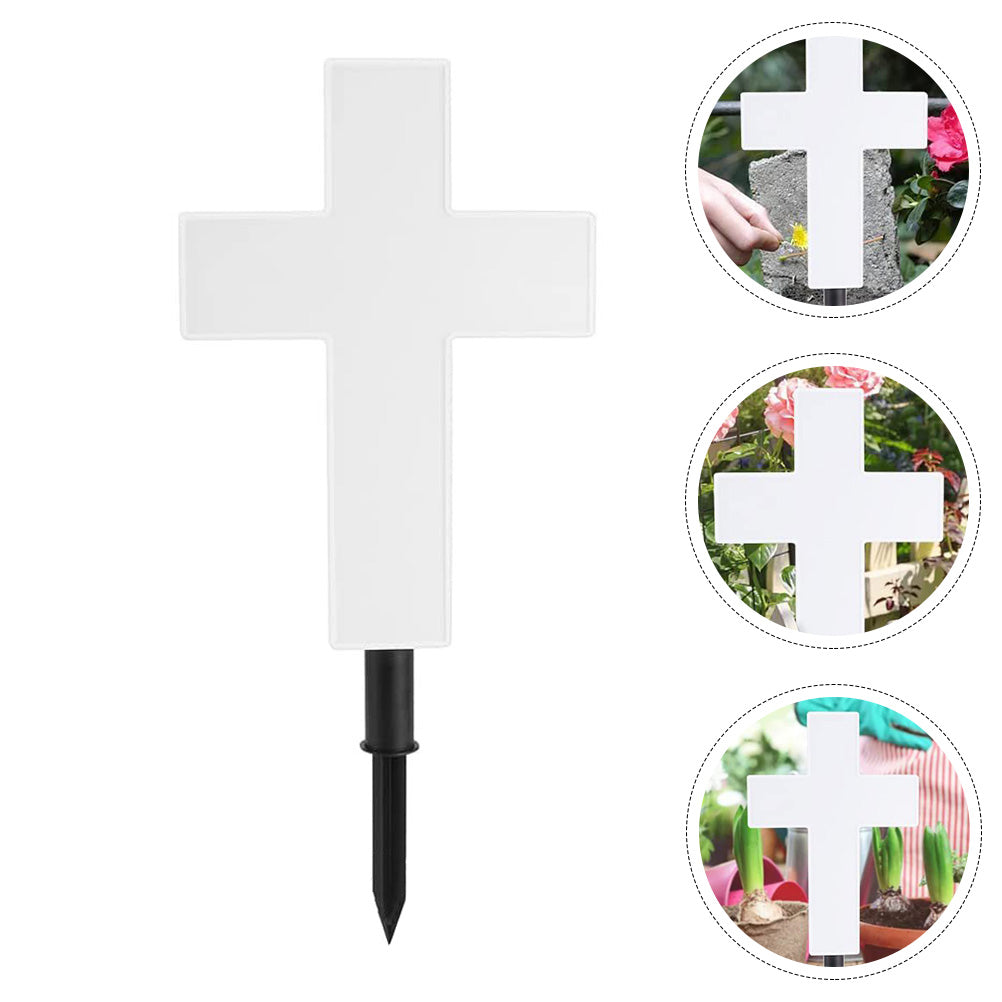 Hemoton Garden Solar Cross Stake Light Lamp Halloween Lights Lamp Stakes Landscape Gift Lawn Decor Grave Christmas Memorial