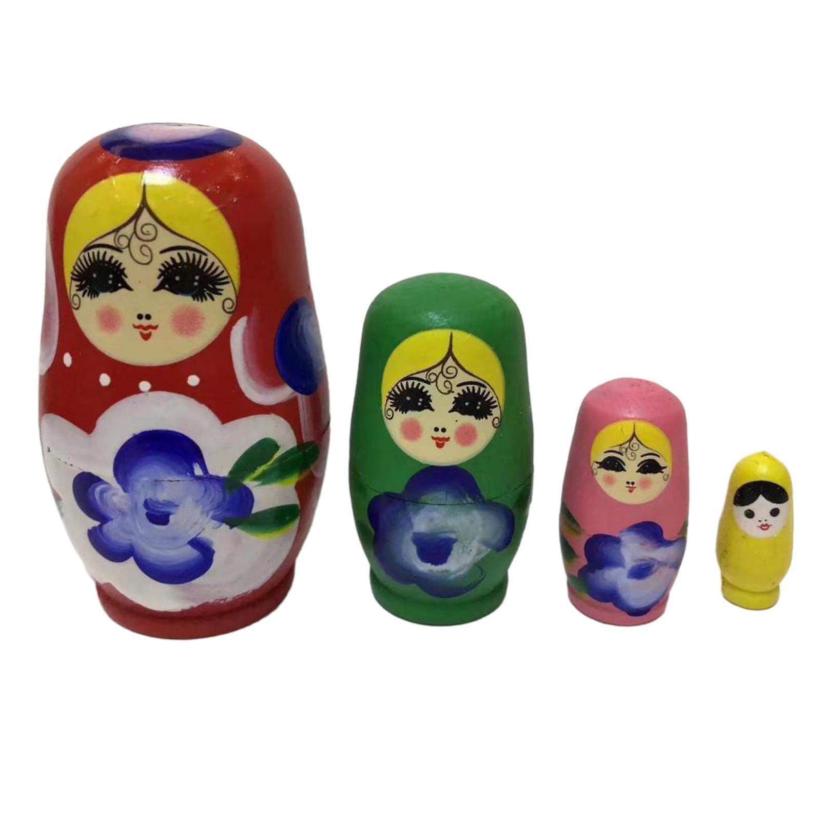 4x Russian Nesting Dolls Matryoshka Dolls For Birthday Children Kids Present Red