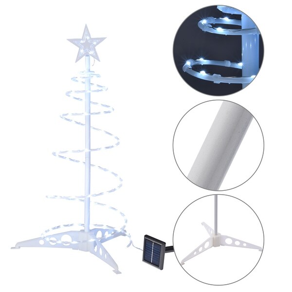 Yescom 2Ft LED Christmas Spiral Light with Star Finial Solar Panel New Year Decoration