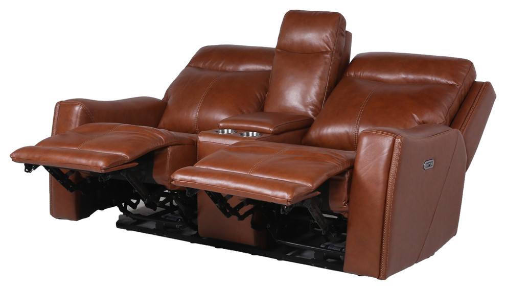 Natalia Power Loveseat Console Leather Recliner   Contemporary   Loveseats   by Steve Silver  Houzz