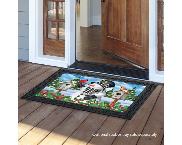 Briarwood Lane Checkered Snowman Winter Doormat Cardinal Pair Ber