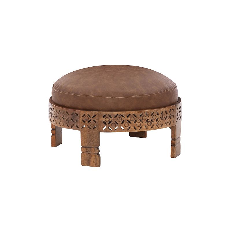 Linon Geometric Round Ottoman