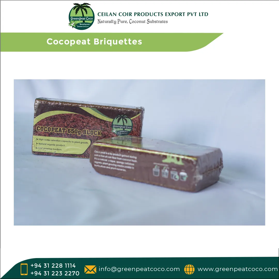 Genuine Supplier Widely Selling 100% Natural and Organic Chemical Free Cocopeat Briquettes with High Water Holding Capacity