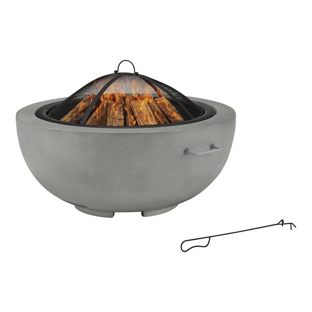 Hampton Bay Forestbrook 36 in. x 20.75 in. Round Outdoor Concrete Wood Burning Fire Pit FP20902