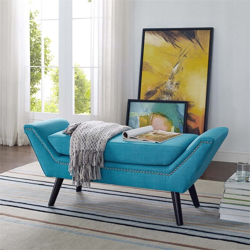 Gambol Upholstered Fabric Bench   Midcentury   Upholstered Benches   by Homesquare  Houzz