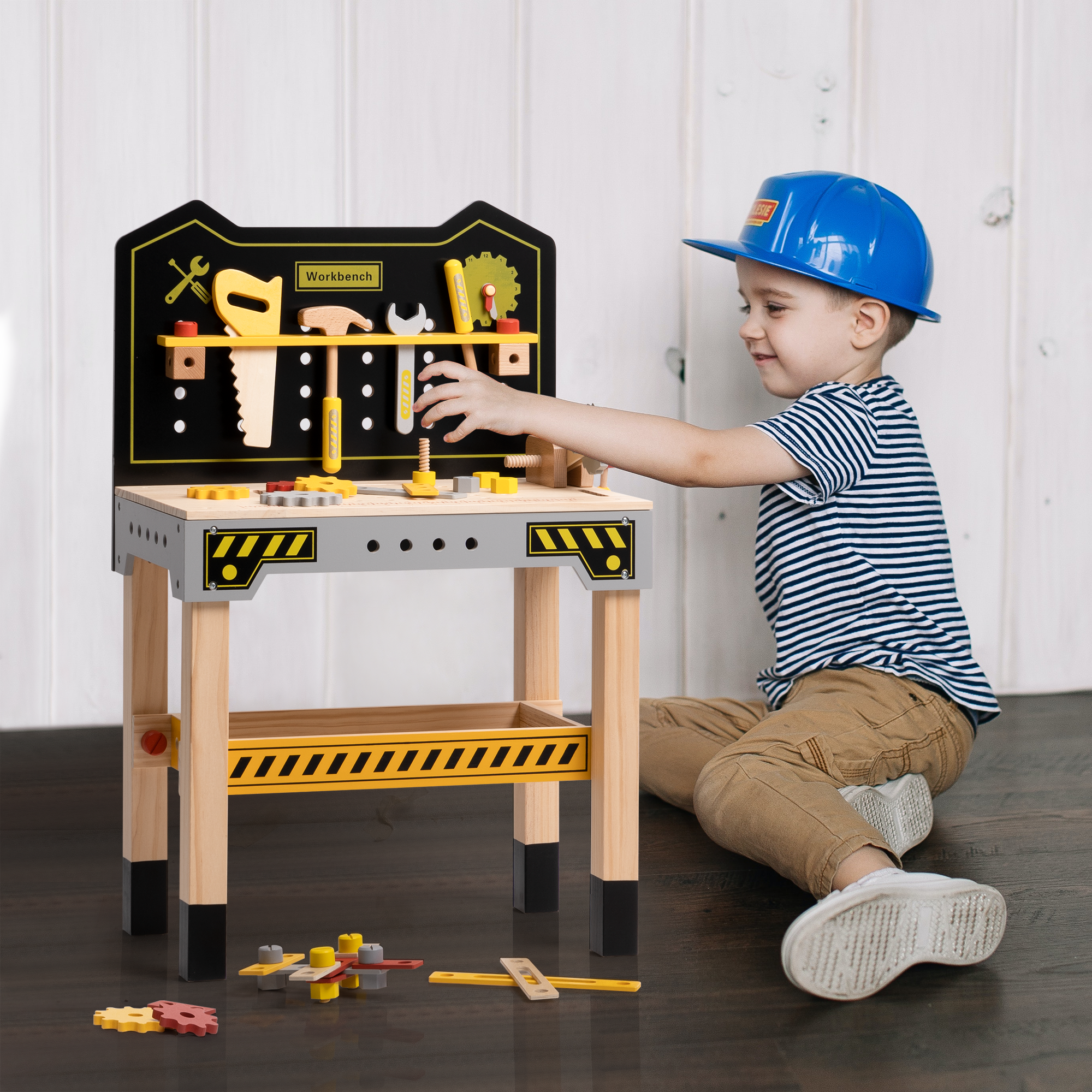 Gardenry Classic Wooden Workbench for Kids， Great Gift for Children for Christmas，Party，Birthday