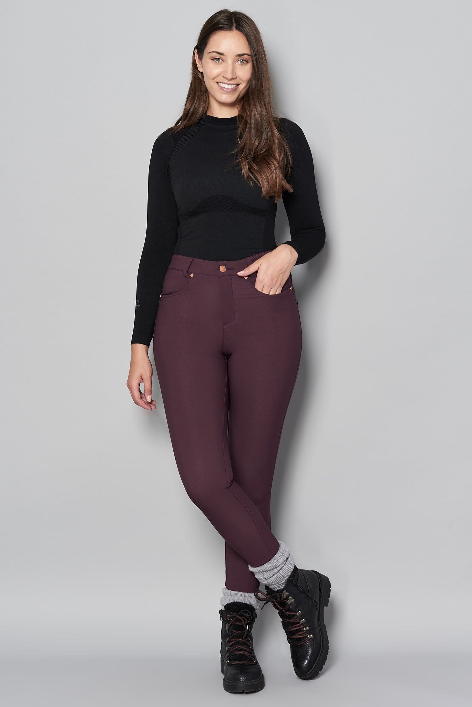 Thermal Skinny Outdoor Trousers - Aubergine