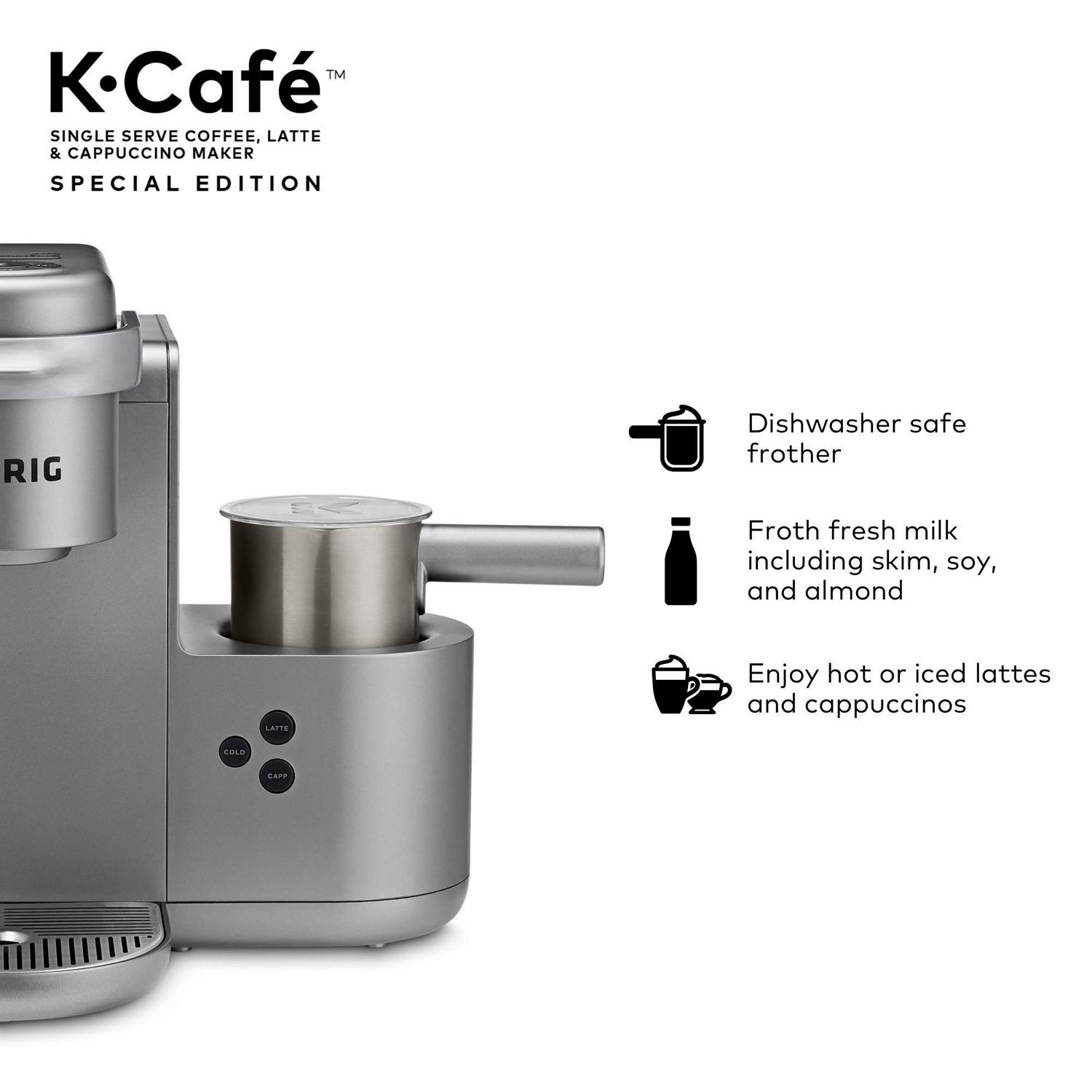 Keurig K-Cafe Special Edition Single Serve K-Cup Pod Coffee， Latte and Cappuccino Maker， Nickel